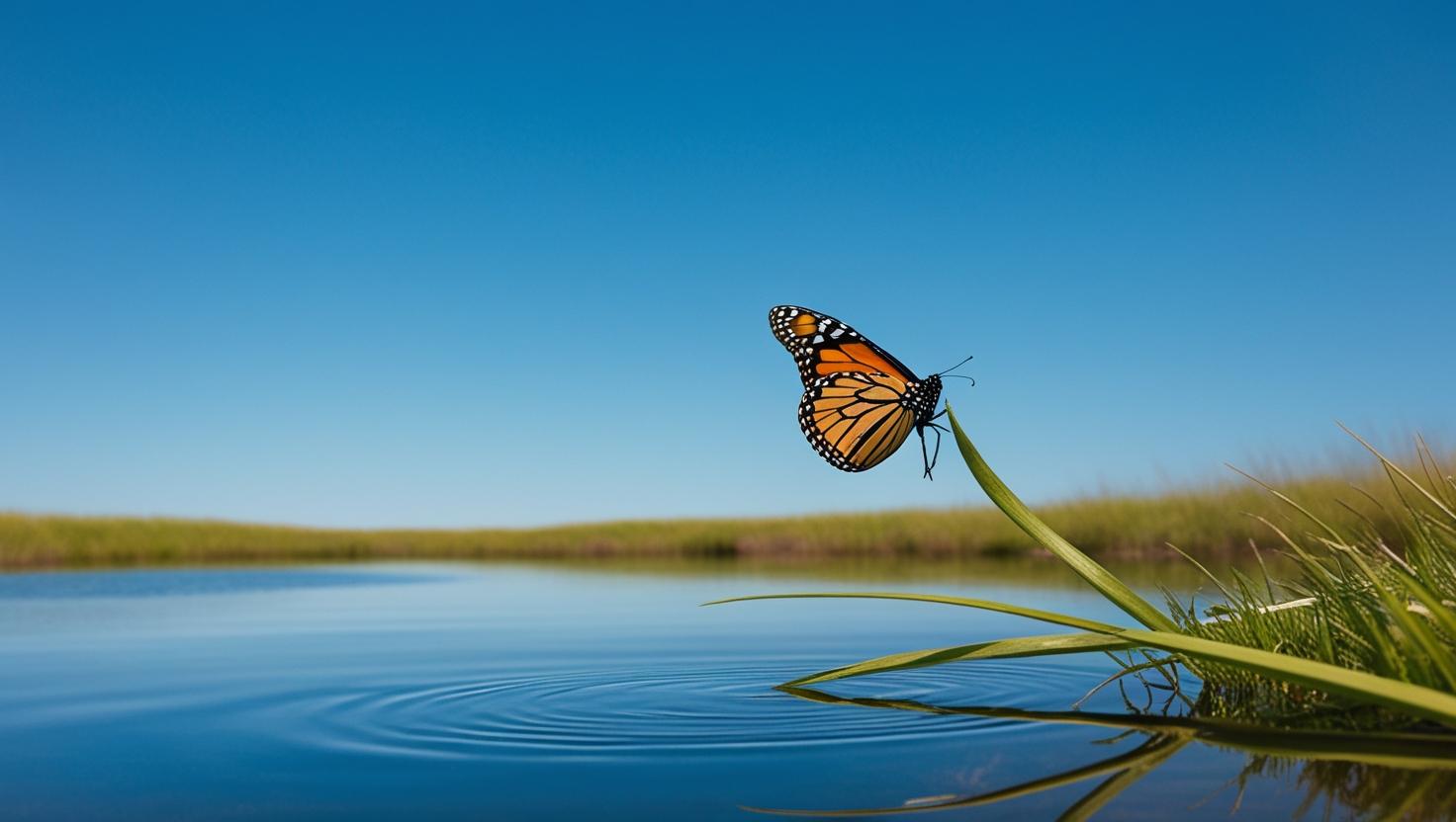 blue sky with butterfly by the water_AI generated.jpg