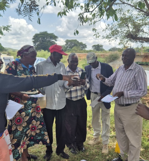 Group of citizen scientist conducting water tests 2
